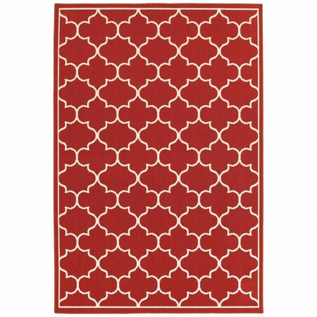 Palacedesigns 2 x 3 ft. Red & Ivory Trellis Indoor & Outdoor Scatter Area Rug PA2627990